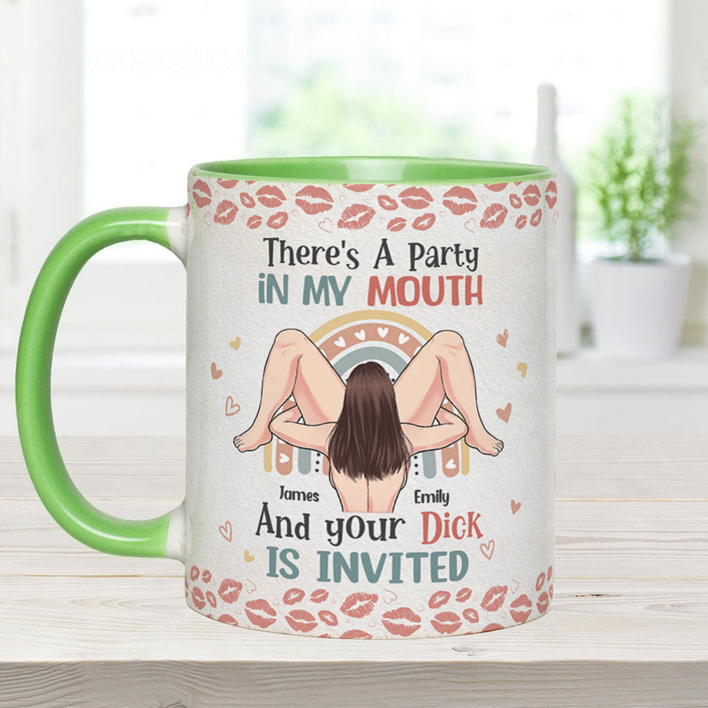 « J’ai la fête dans la bouche » - Mug personnalisé pour couple