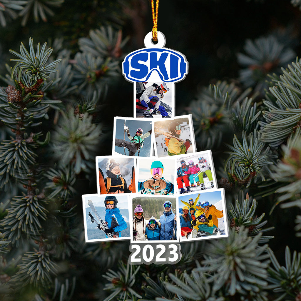 Joyeux Noël - Ornement transparent personnalisé sur le thème du ski
