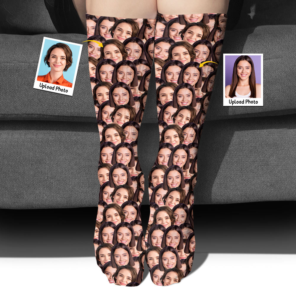 Chaussettes personnalisées pour meilleures amies avec visage imprimé - Chaussettes personnalisées pour meilleures amies