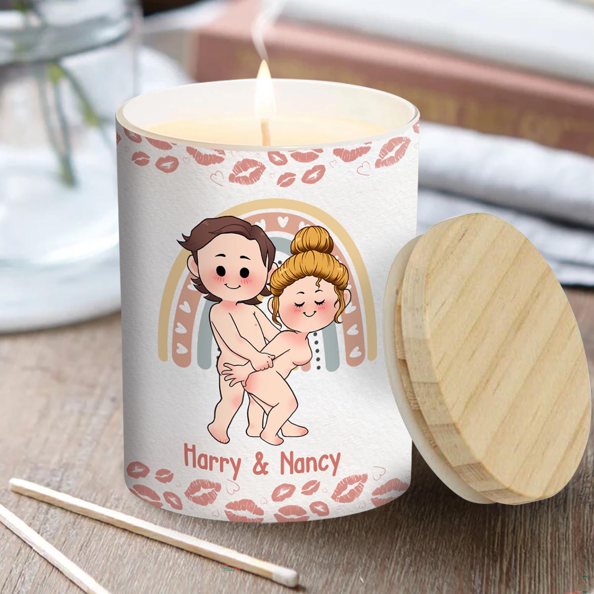 Welcome To The Poundtown Inappropriate Adult - Personalized Couple Candle With Wooden Lid