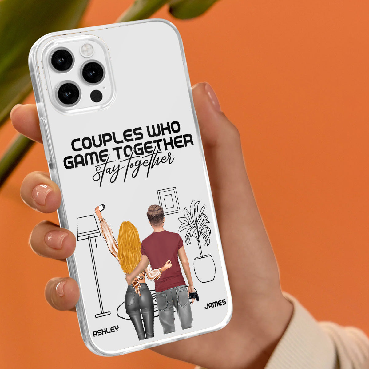 Les couples qui jouent ensemble restent ensemble - Coque de téléphone transparente personnalisée pour jeux vidéo