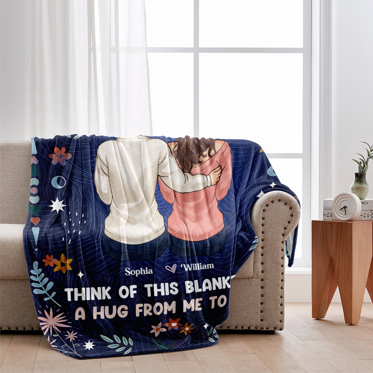 Think Of This Blanket As A Hug Of Me - Personalized Sibling Blanket