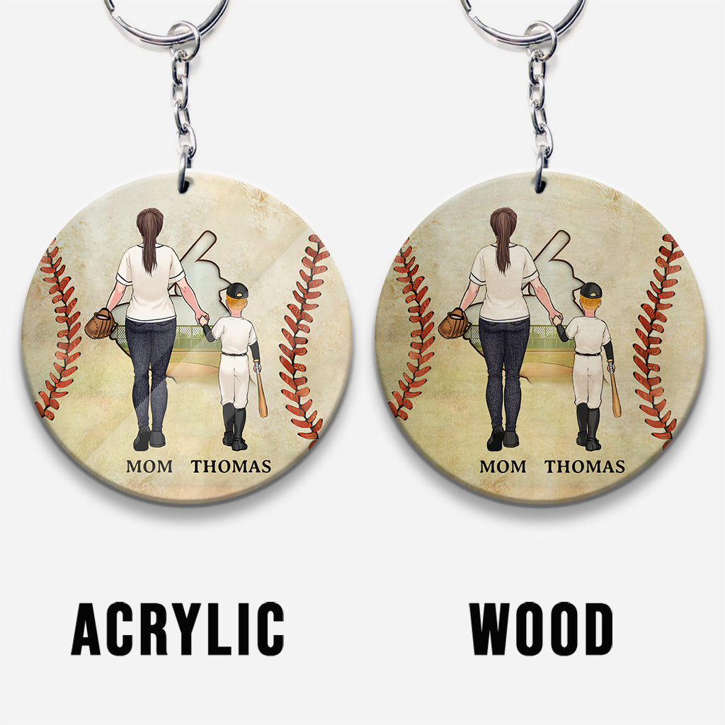 Behind Every Baseball Player - Personalized Baseball Keychain