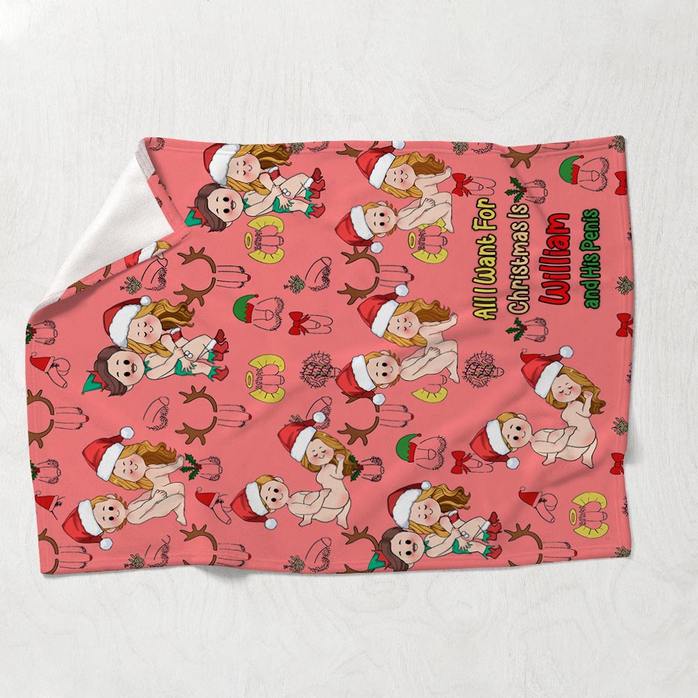 All I Want For Christmas - Personalized Couple Blanket