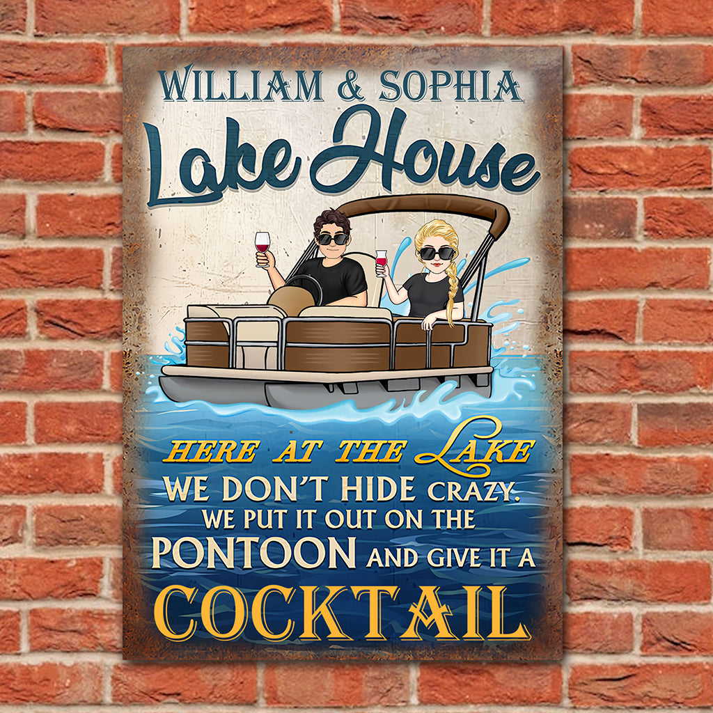 Maison au bord du lac - Panneau métallique rectangulaire personnalisé pour ponton