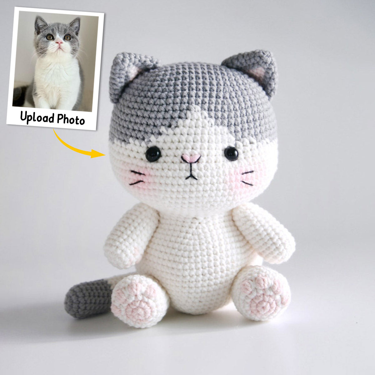 Chat amigurumi au crochet - Cadeau pour les amoureux des chats - Poupée tricotée à la main personnalisée