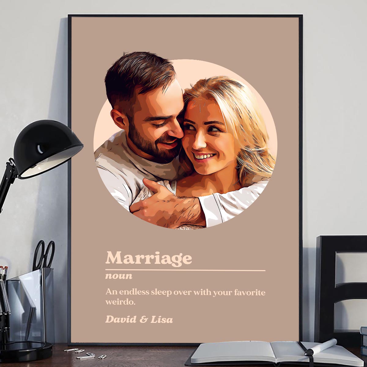 Définition du portrait de mariage - Toile et affiche personnalisées pour mari et femme