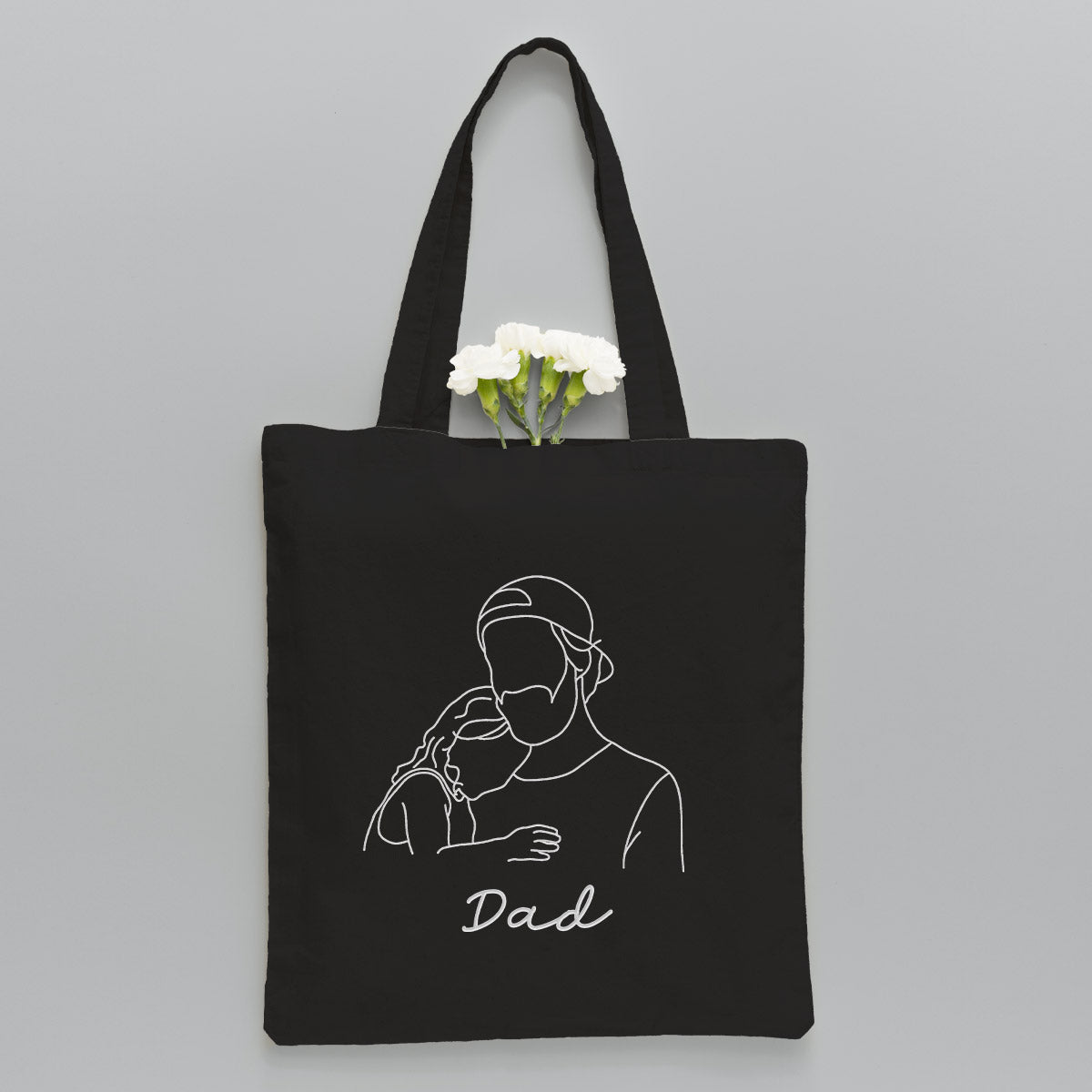 Sac fourre-tout brodé personnalisé avec photo au trait - Sac fourre-tout brodé personnalisé pour papa