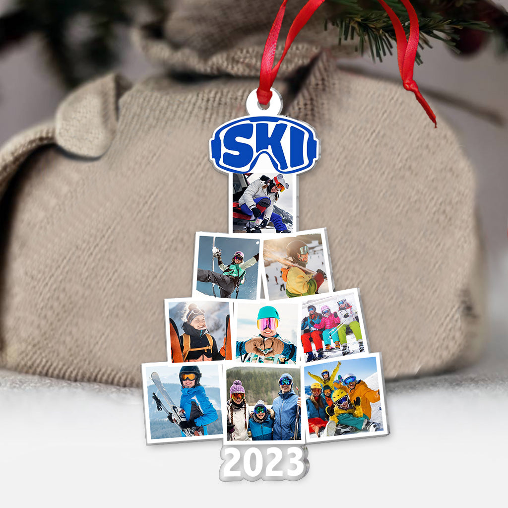 Joyeux Noël - Ornement transparent personnalisé sur le thème du ski