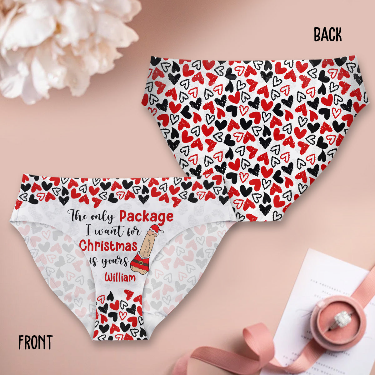 The Only Package I Want For Christmas Is Yours - Personalized Couple Women Briefs