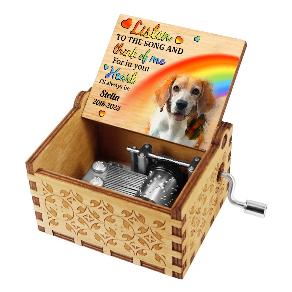 Écoutez la chanson - Boîte à musique à manivelle personnalisée pour chien