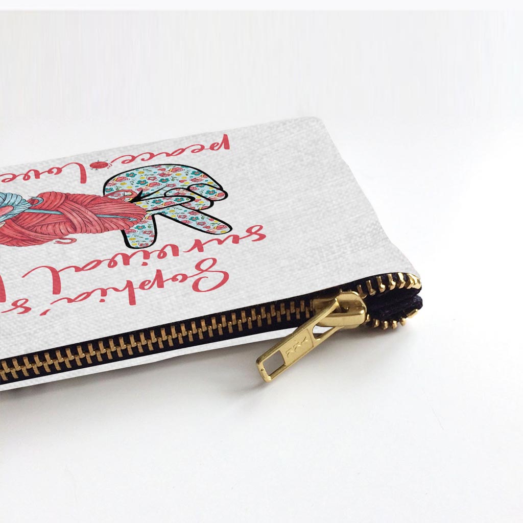 Pochette personnalisée au crochet Peace Love Crochet