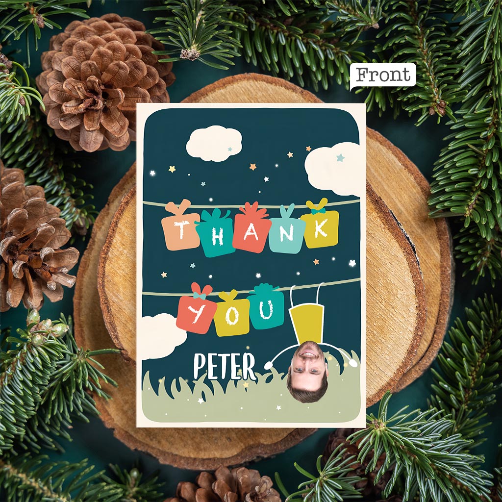 Merci pour le téléchargement de photo - Carte de vœux personnalisée avec QR code « Pendu » - Merci pour votre photo