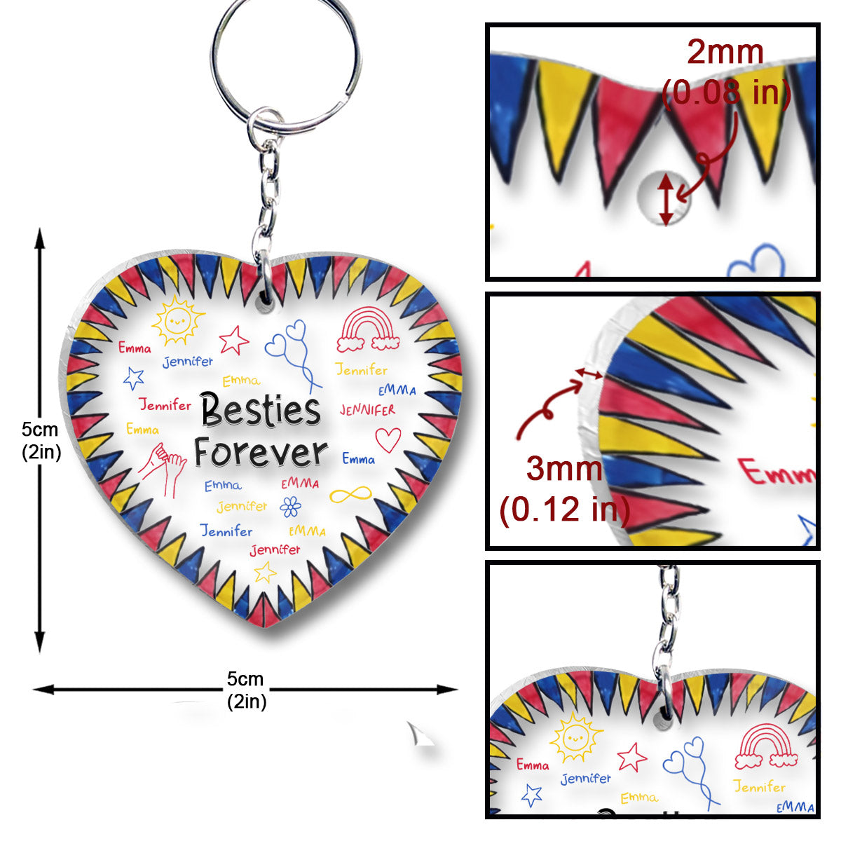 Meilleures amies pour toujours - Cadeau pour une amie - Porte-clés transparent personnalisé