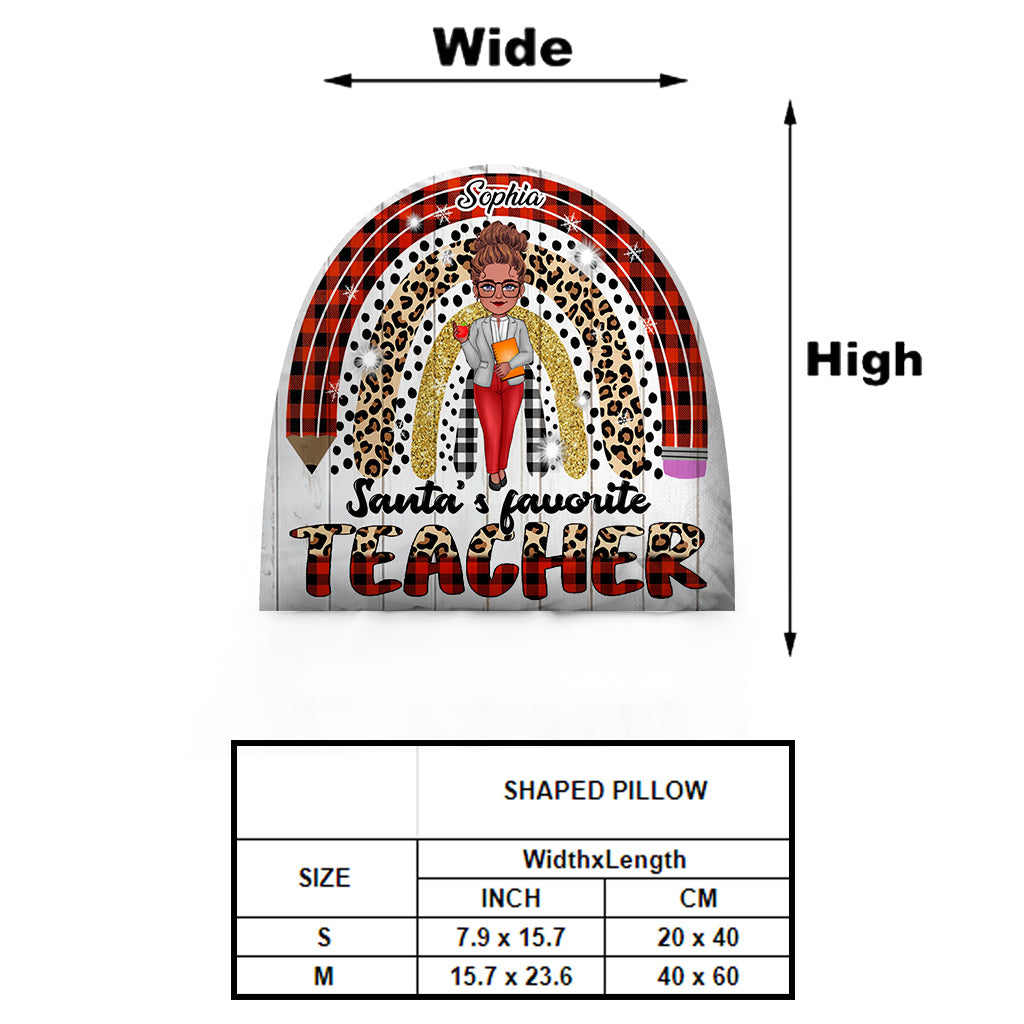 L'enseignant préféré du Père Noël - Coussin personnalisé pour enseignant (recto-verso)