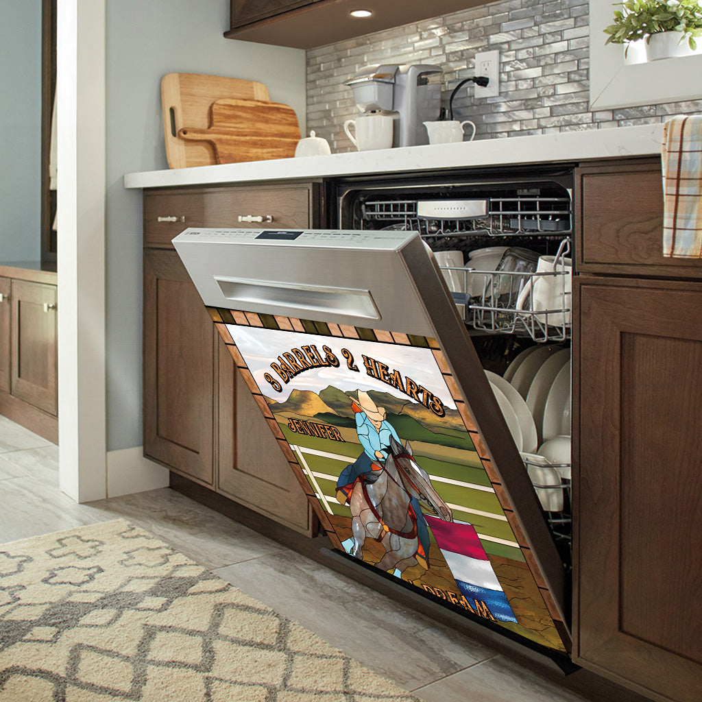 3 Barils 2 Cœurs 1 Rêve - Housse de lave-vaisselle personnalisée motif cheval