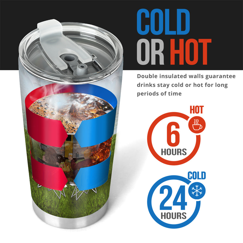 Gobelet isotherme de camping personnalisé « Asseyons-nous près du feu de camp »