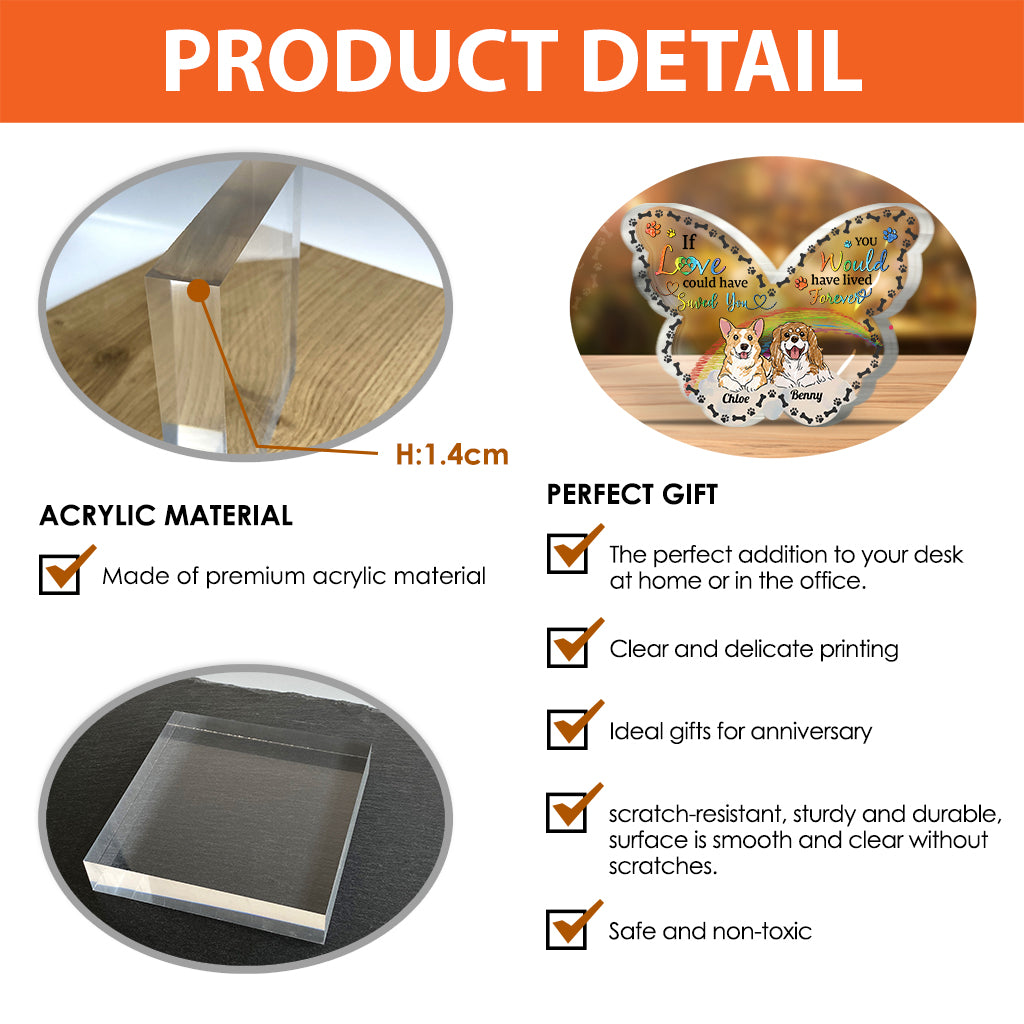 Amoureux des chiens et des chats - Plaque acrylique personnalisée en forme de chien
