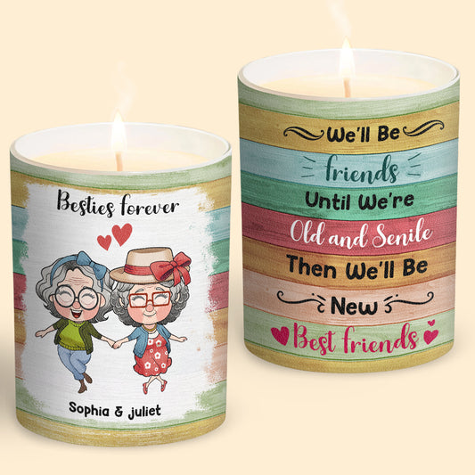 On sera amies jusqu'à la fin de nos jours - Bougie personnalisée pour meilleure amie avec couvercle en bois