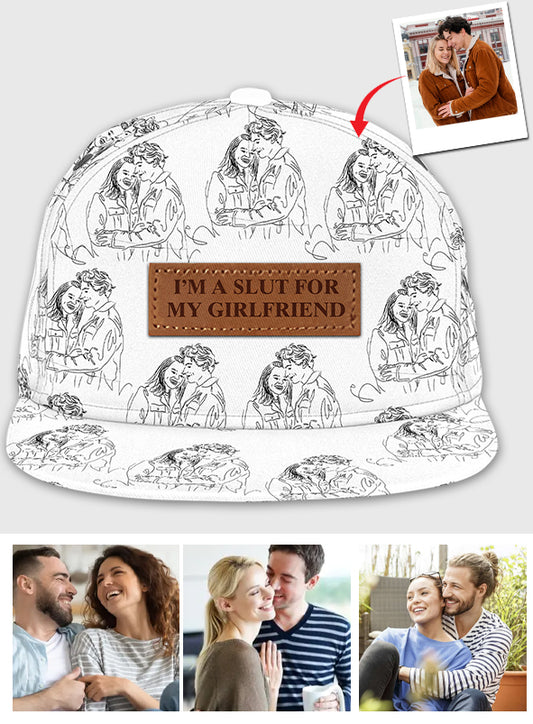 Dessin au trait personnalisé pour couple - Cadeau pour petit ami ou petite amie - Casquette personnalisée