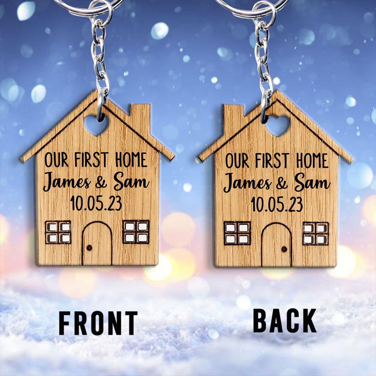 Our First Home - Personalized Housewarming Keychain