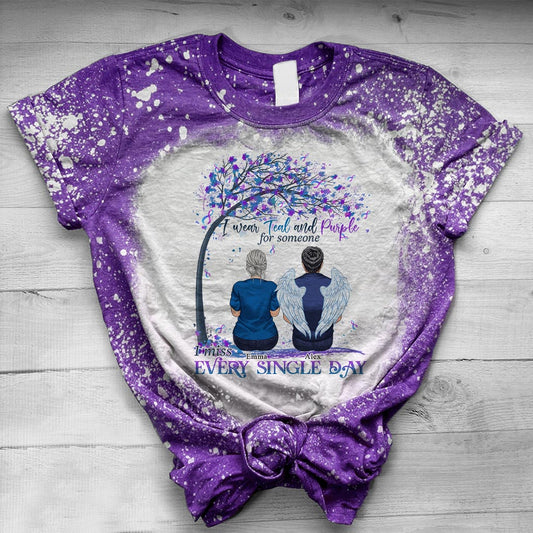 Je porte du turquoise et du violet - T-shirt délavé personnalisé pour la prévention du suicide