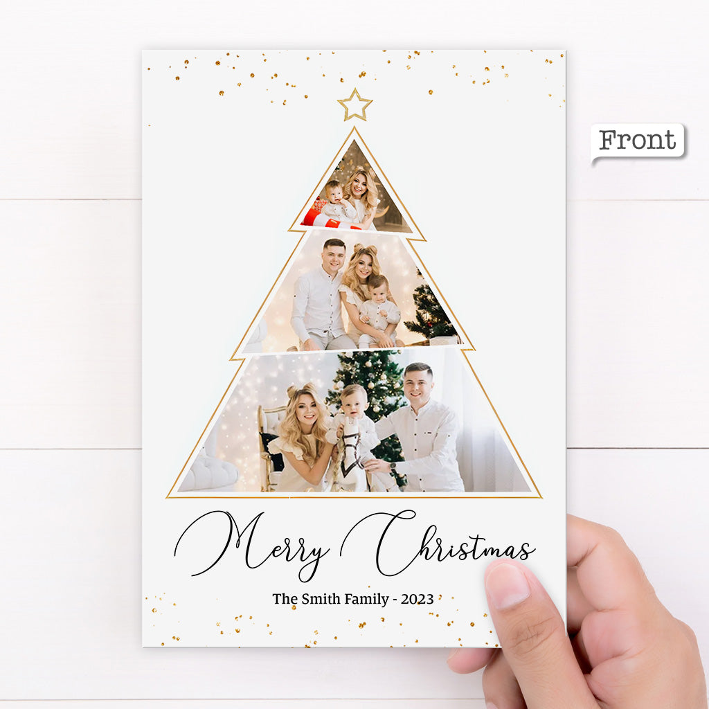 Custom Photos Names And Message Merry Christmas Card - Personalized Family Greeting Card