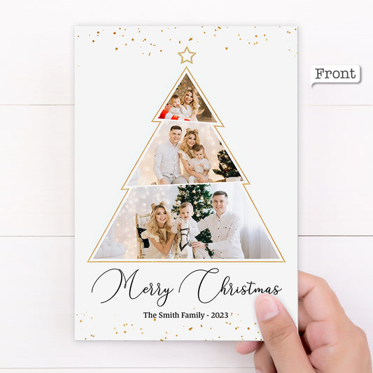 Carte de Noël personnalisée avec photos, noms et message - Carte de vœux familiale personnalisée