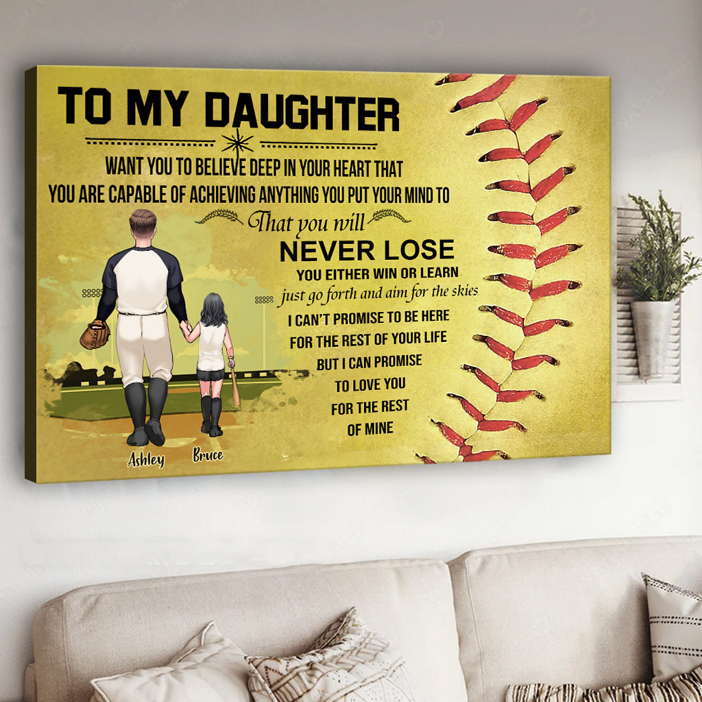 You Will Never Lose - Personalized Softball Canvas And Poster