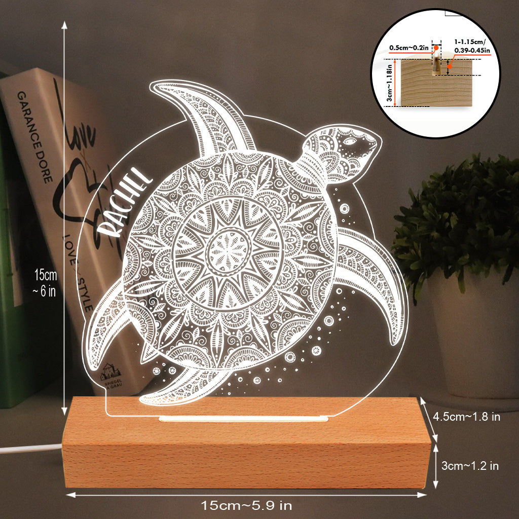 Plaque lumineuse personnalisée en forme de tortue « Love Turtle »
