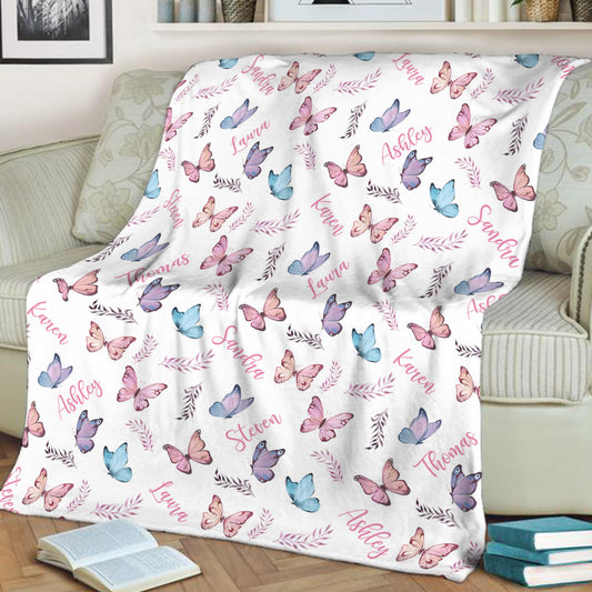 Couverture familiale personnalisée avec nom papillon