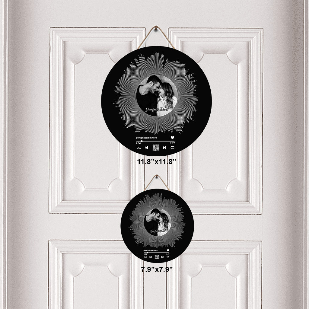 Notre chanson d'amour - Panneau rond en bois personnalisé pour couple