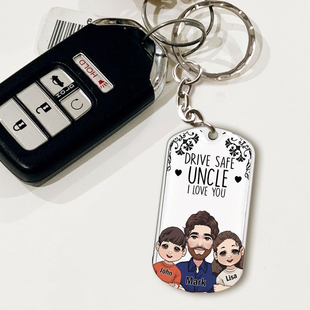 Conduisez prudemment - Cadeau pour grand-père, papa, oncle, frère - Porte-clés personnalisé en acier inoxydable