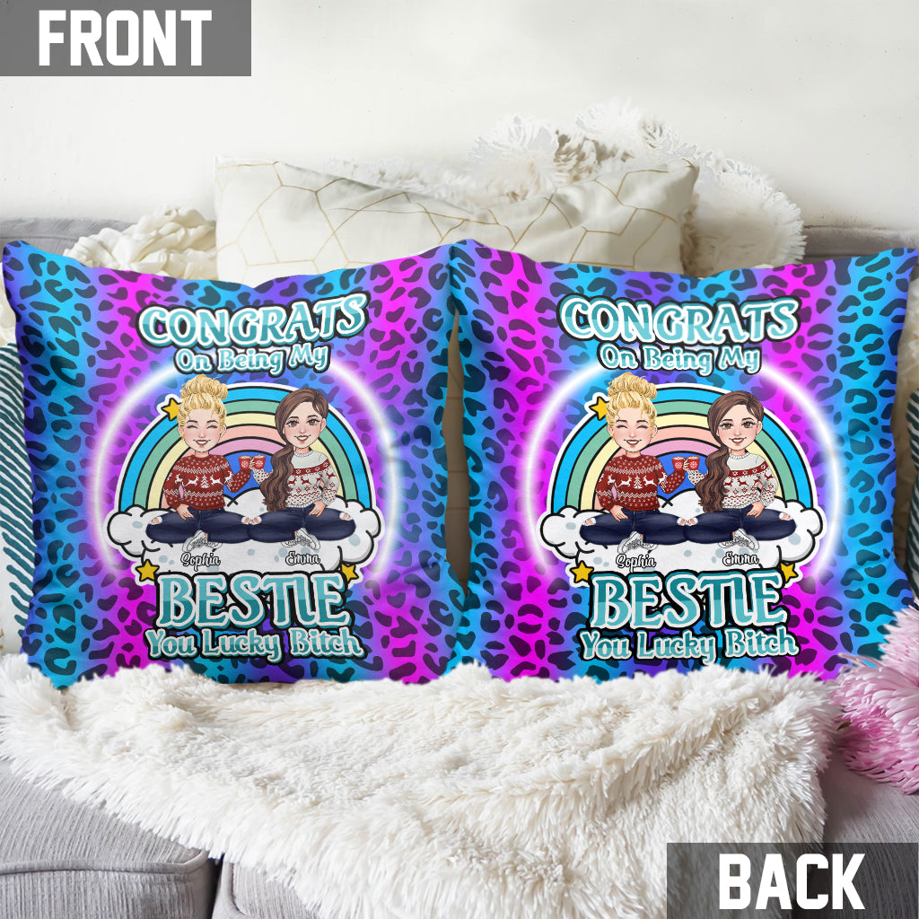 Félicitations pour être mes meilleures amies ! - Cadeau pour une amie - Coussin décoratif personnalisé