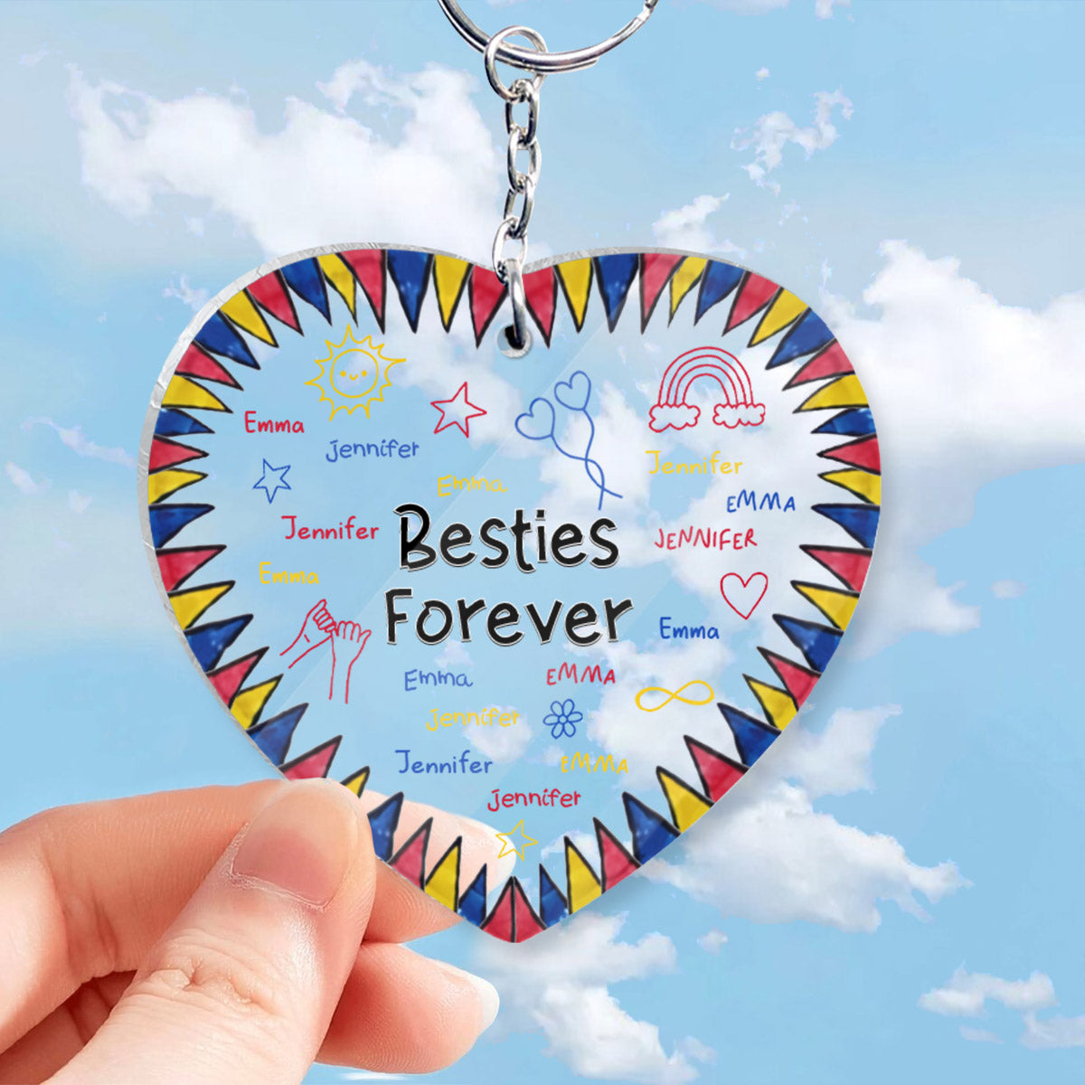 Meilleures amies pour toujours - Cadeau pour une amie - Porte-clés transparent personnalisé