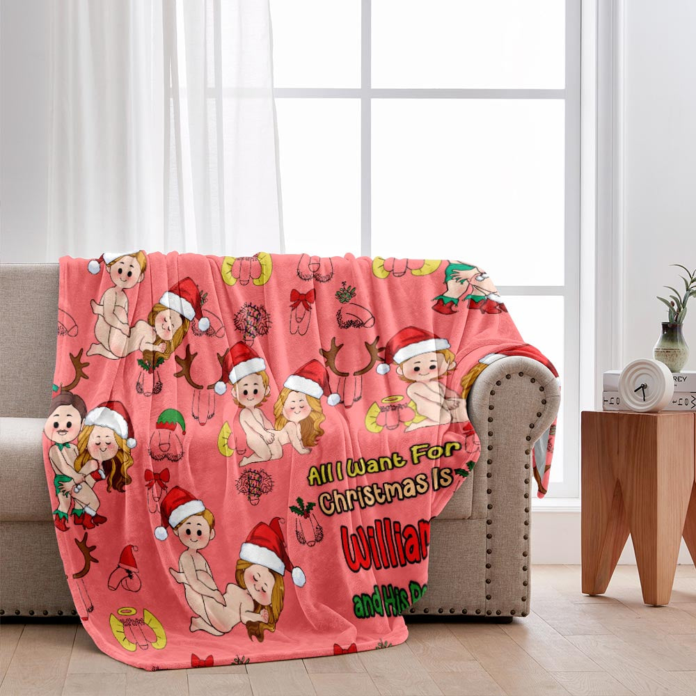 All I Want For Christmas - Personalized Couple Blanket