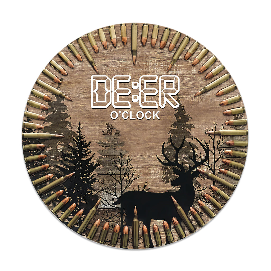 Deer O'Clock - Panneau rond en bois pour la chasse