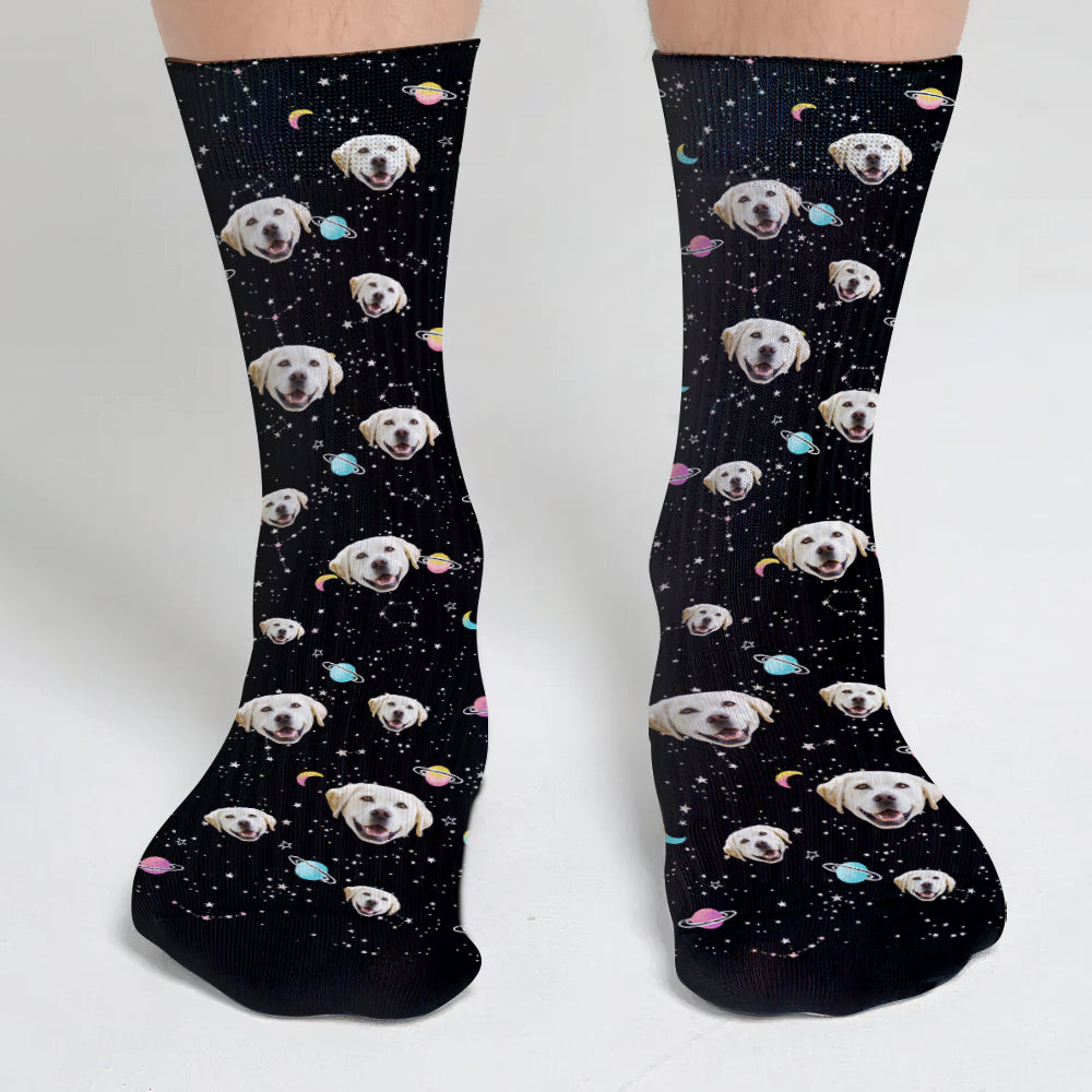 Chaussettes personnalisées pour chiens - Face Galaxy