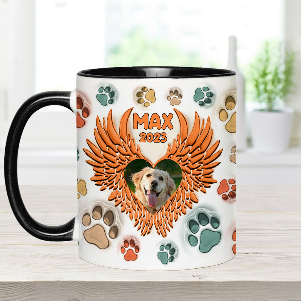 Tu as laissé des empreintes sur nos cœurs - Mug personnalisé avec ailes d'ange - Cadeau pour les amoureux des chiens, pour ceux qui ont perdu leur chien ou leur chat