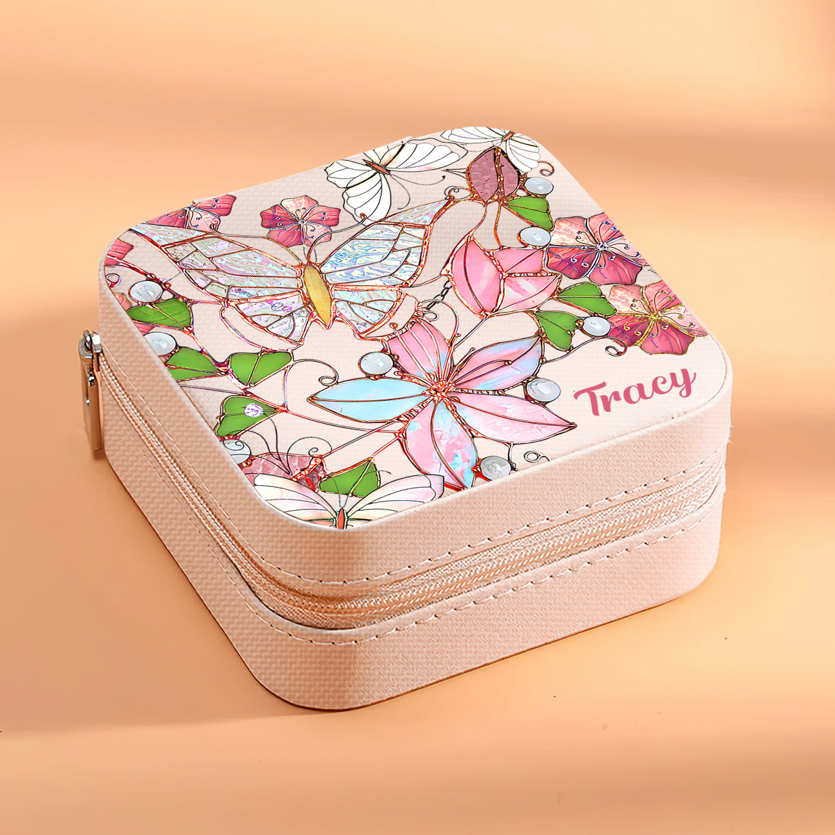 Butterfly And Flower - Personalized Butterfly Jewelry Box