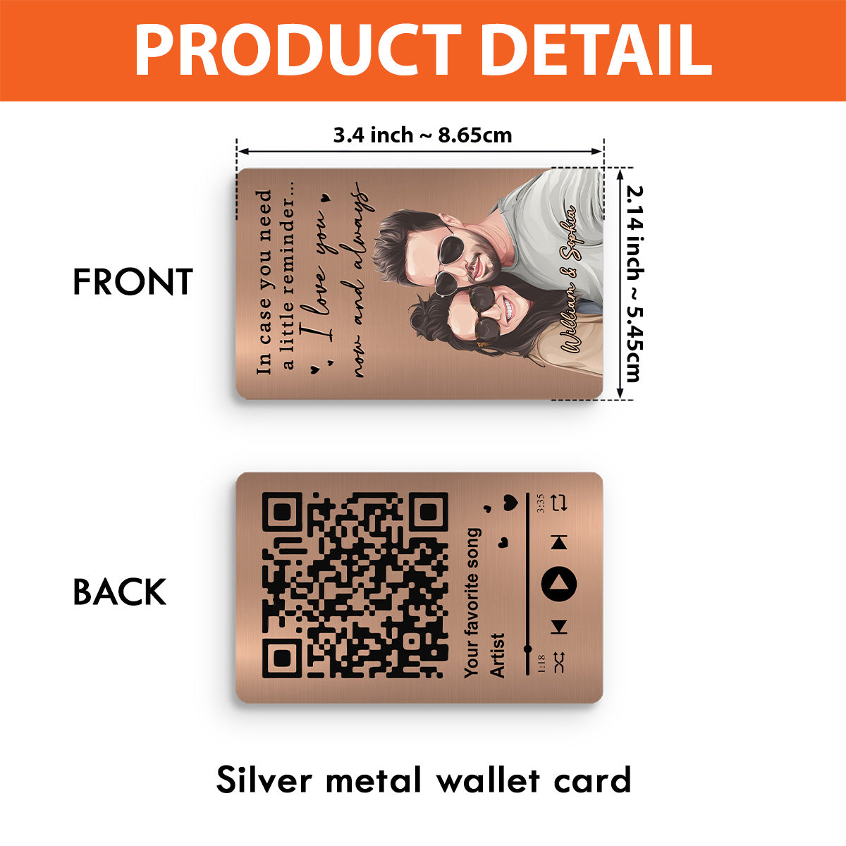 Je t'aime maintenant et pour toujours - Carte personnalisée pour portefeuille de couple