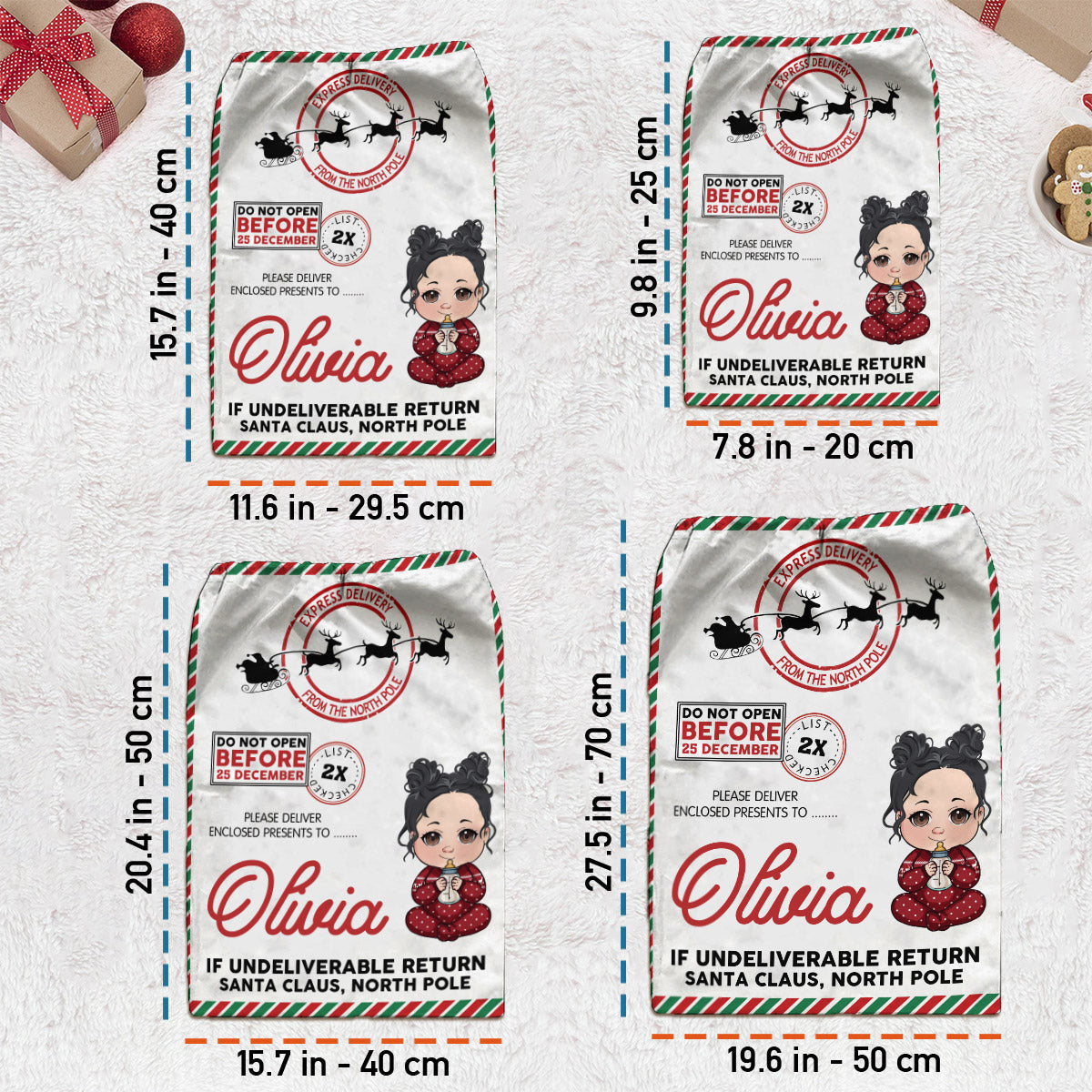 Ne pas ouvrir avant le 25 décembre - Sac fourre-tout familial personnalisé à cordon