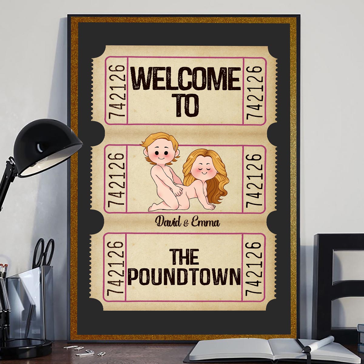 Bienvenue à Poundtown ! Adulte inapproprié - Toile et affiche personnalisées pour couples