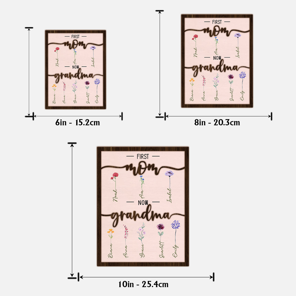 Première maman, maintenant grand-mère - Plaque en bois personnalisée à deux niveaux « Grand-mère »