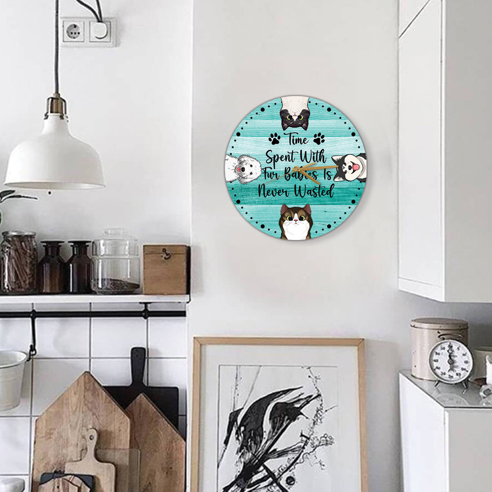Temps passé avec mon chat - Horloge murale personnalisée pour chat