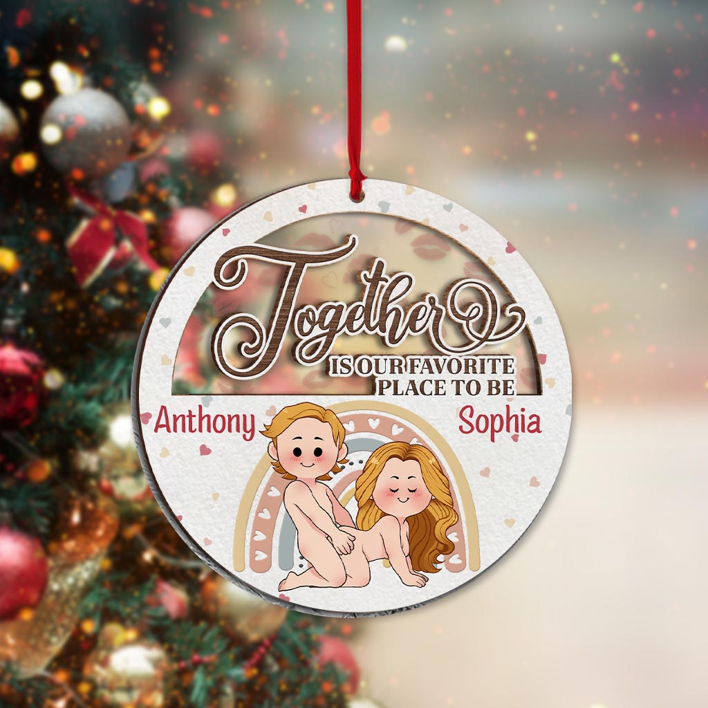 Together Is Our Favorite - Personalized Couple 2 Layered Piece Mix Ornament