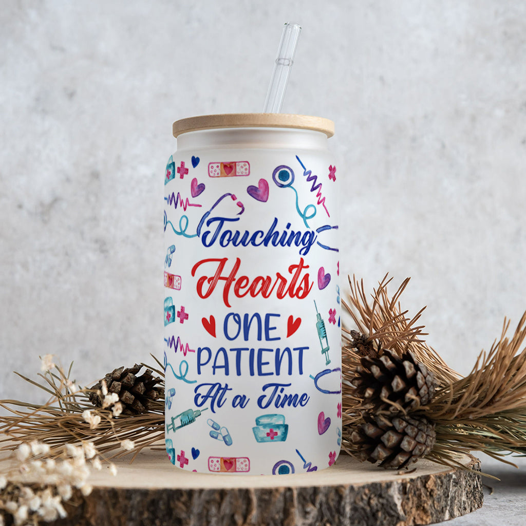 Touching Hearts - Personalized Nurse Can Glass