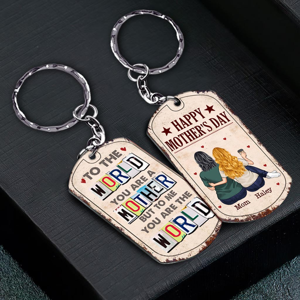 Tu es mon monde - Cadeau pour papa, maman - Porte-clés personnalisé en acier inoxydable