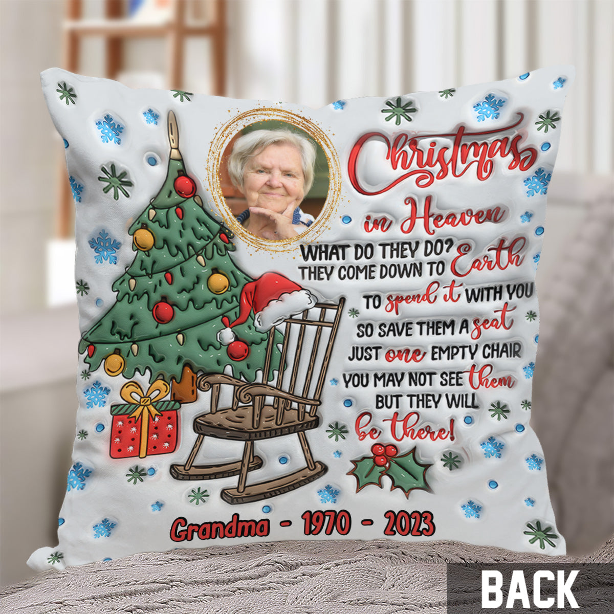 Christmas In Heaven - Memorial gift for loss of - Personalized Throw Pillow