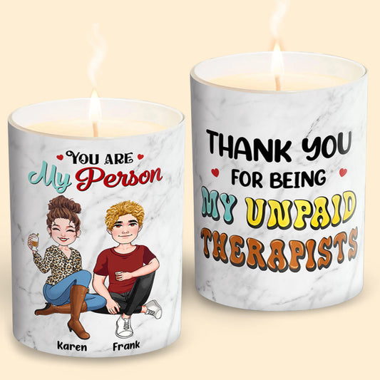 Merci d'être ma thérapeute bénévole - Bougie personnalisée pour ma meilleure amie avec couvercle en bois